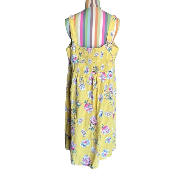 Joules Yellow Floral Print Sleeveless Button Down Dress 0987 - Picture 5 of 7